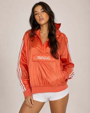 Adidas X Fiarucci Orange Quarter Zip Windbreaker Jacket Women’s L Hoodie Fall